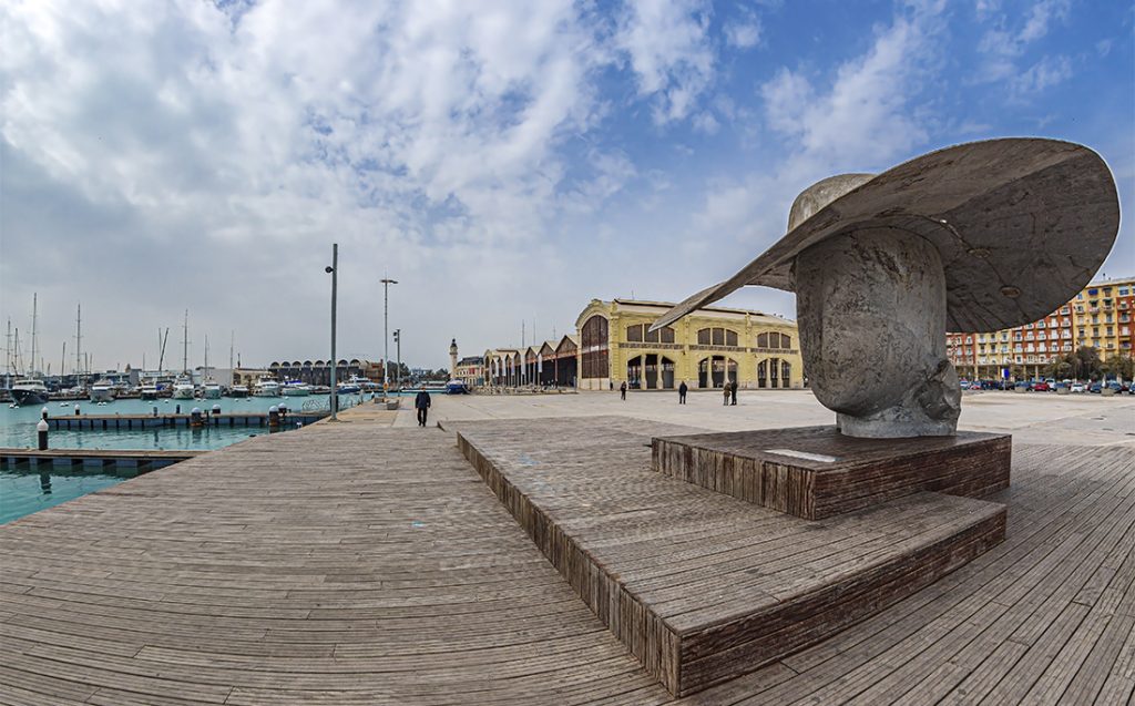 The Veles i Vents building in Valencia, Spain, at dawn