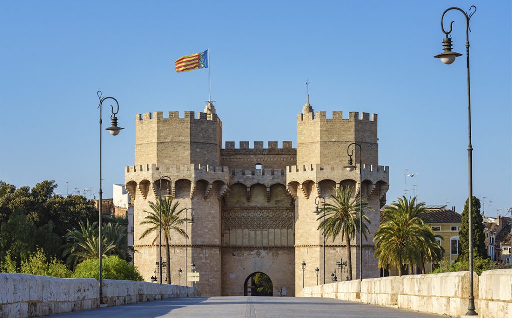 The Veles i Vents building in Valencia, Spain, at dawn
