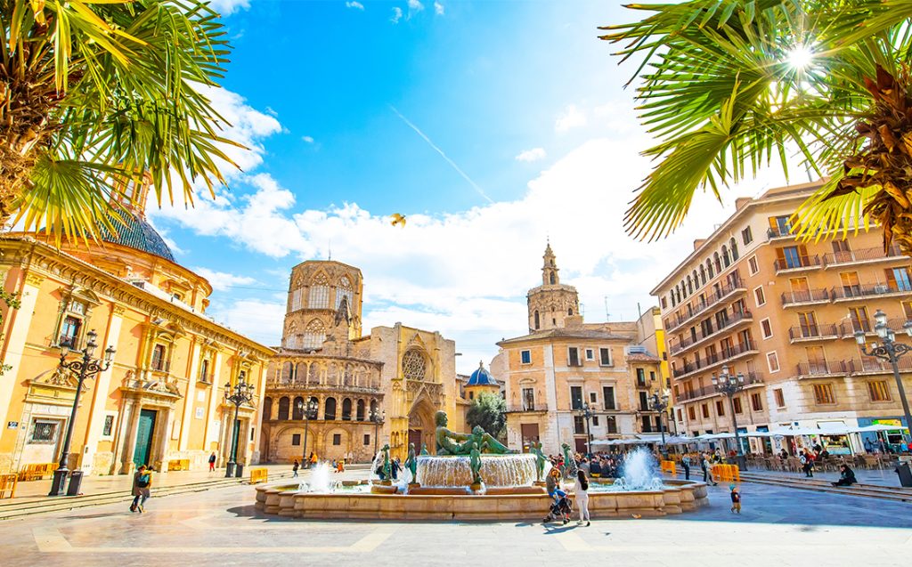 The Veles i Vents building in Valencia, Spain, at dawn